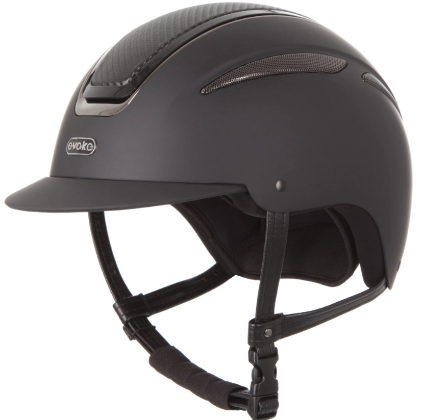 Evoke Callisto Classic Peak Black Carbon Gunmetal Riding Helmet