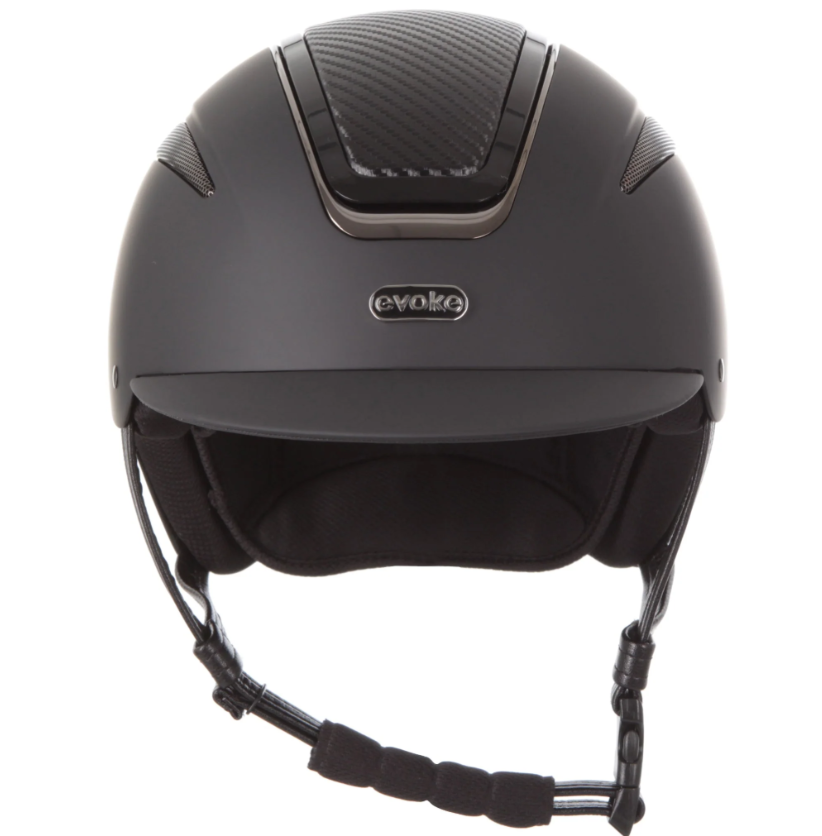 Evoke Callisto Classic Peak Black Carbon Gunmetal Riding Helmet