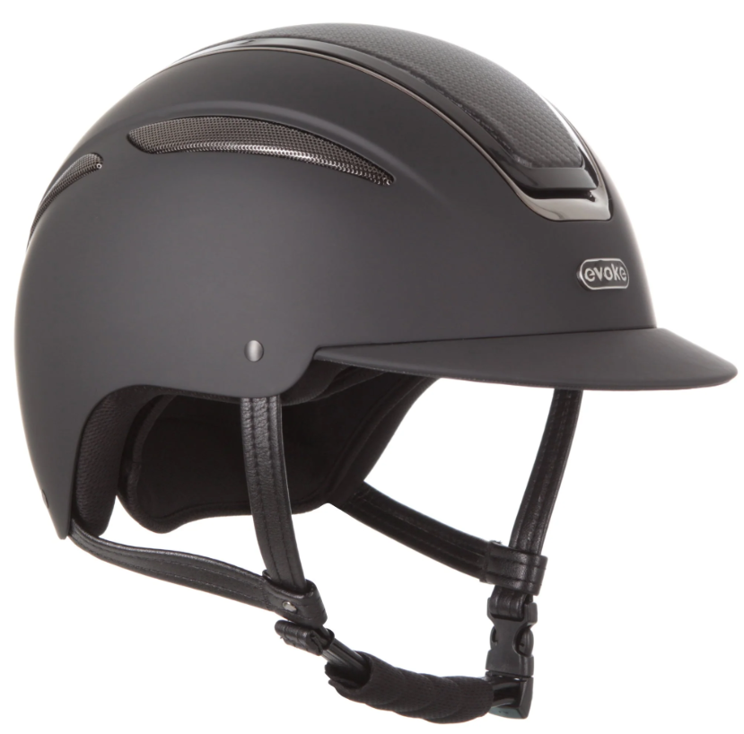 Evoke Callisto Classic Peak Black Carbon Gunmetal Riding Helmet