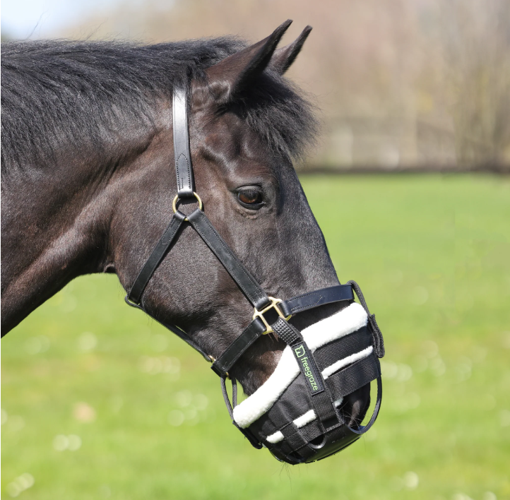 FreeGraze Deluxe AirFlow Detachable Grazing Muzzle Black