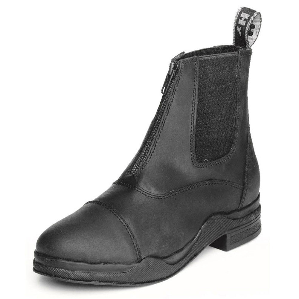 Hy Equestrian Wax Leather Zip Boot Black