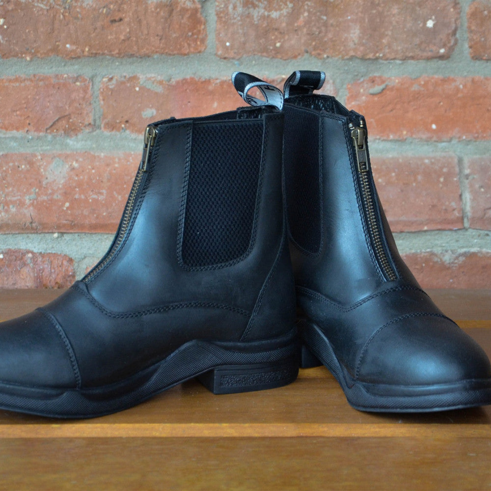 Hy Equestrian Wax Leather Zip Boot Black