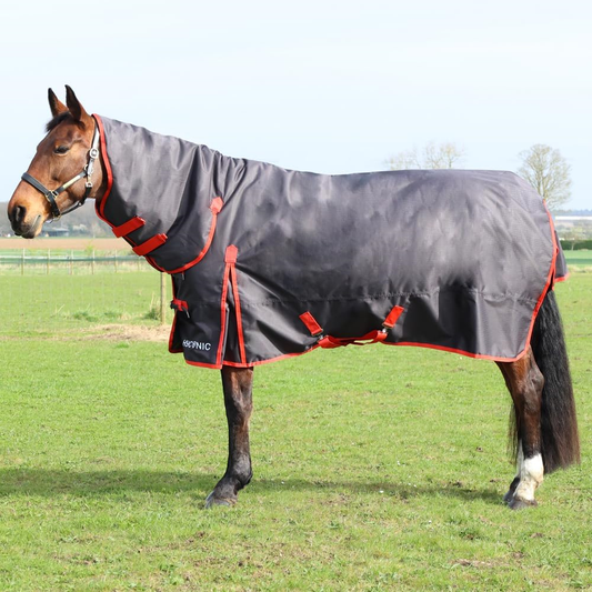 HyCONIC 200g Combi Turnout Rug - Charcoal/Red - 7'0`