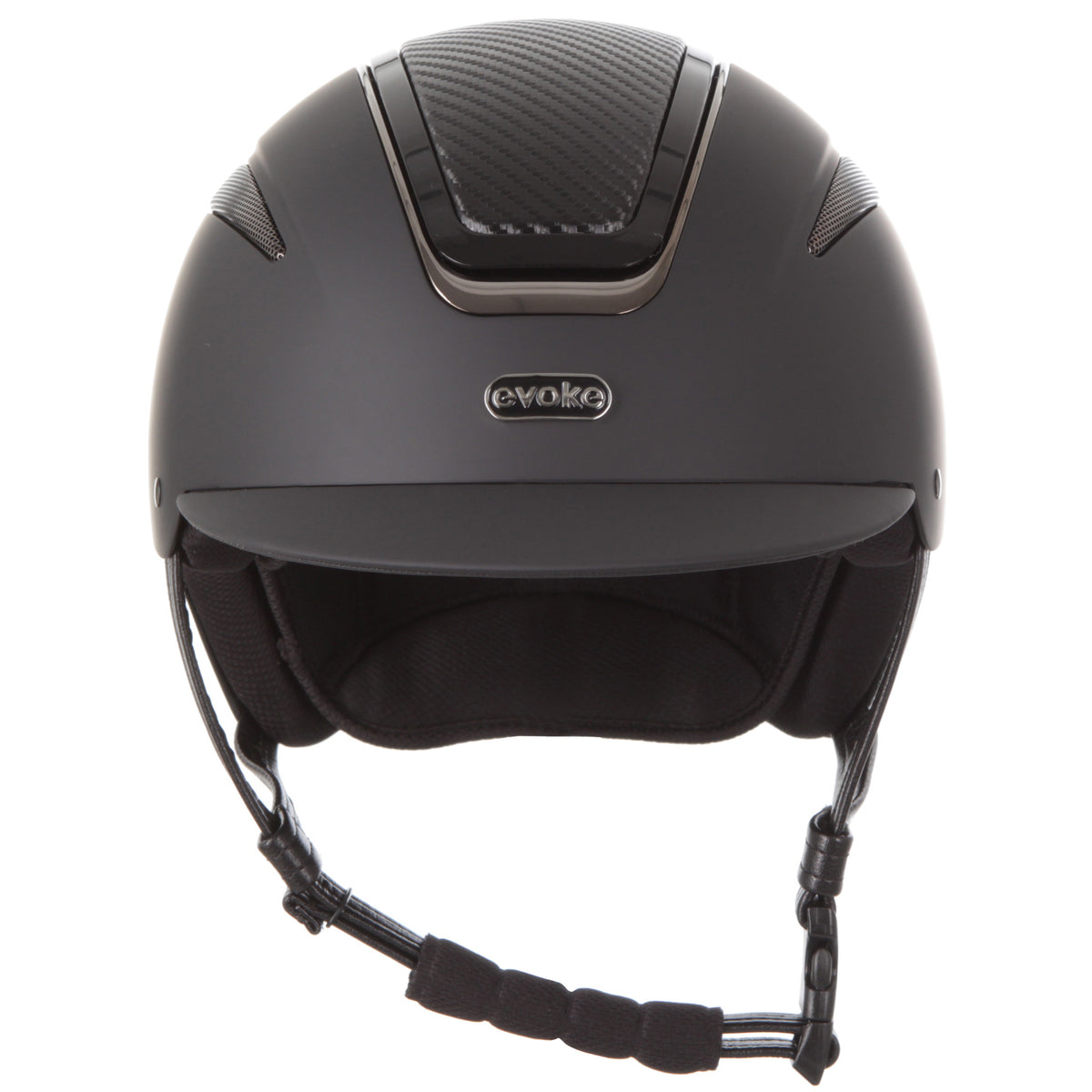 Evoke Callisto Classic Peak Black Carbon Gunmetal Riding Helmet