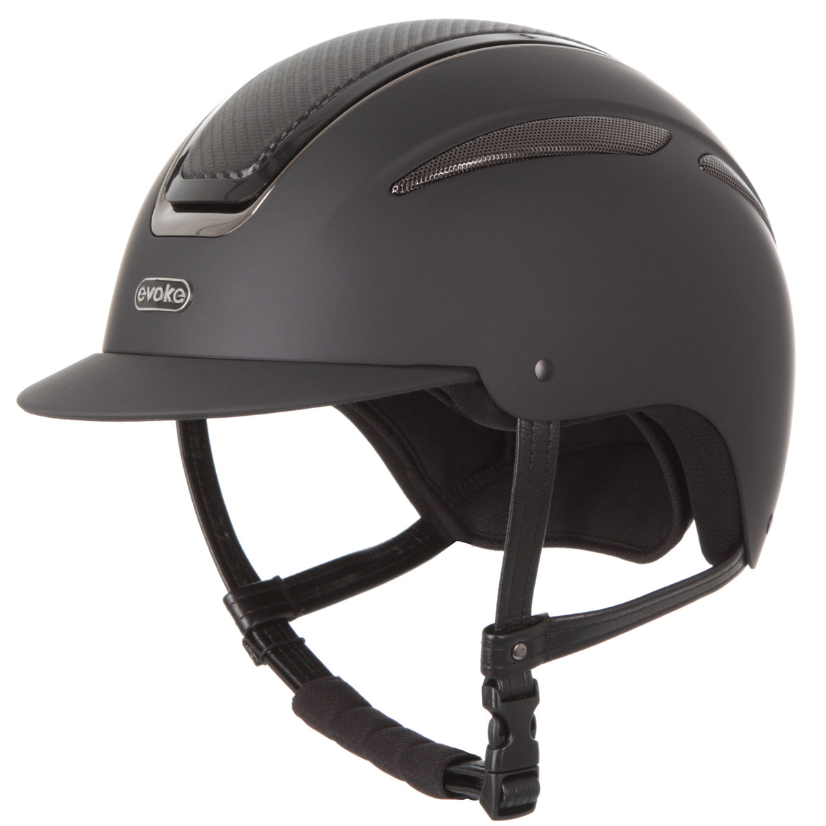 Evoke Callisto Classic Peak Black Carbon Gunmetal Riding Helmet