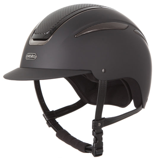 Evoke Callisto Classic Peak Black Carbon Gunmetal Riding Helmet