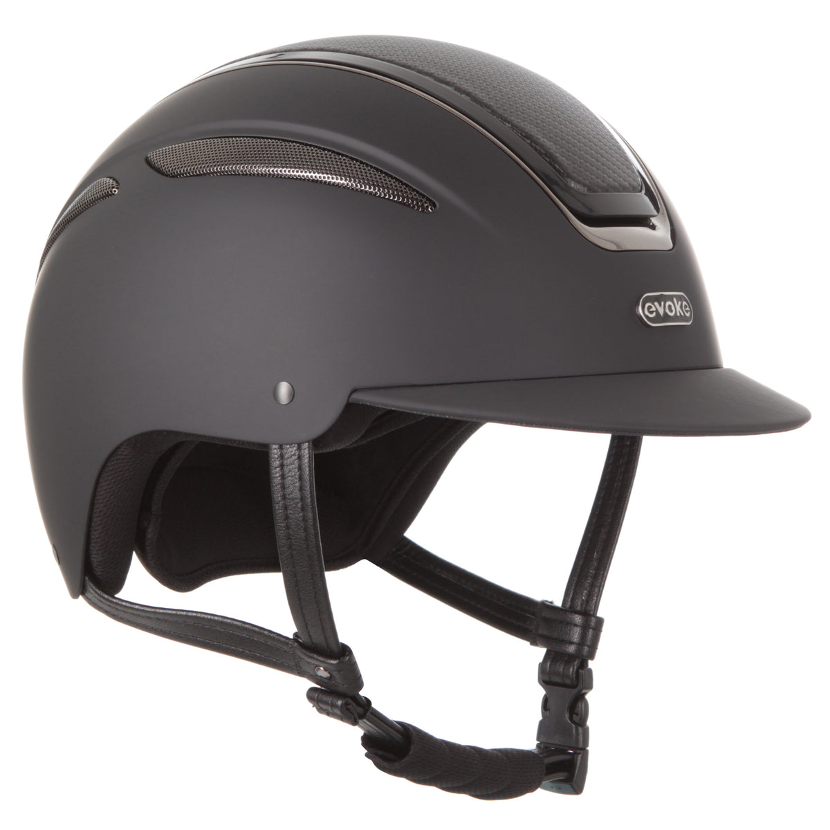 Evoke Callisto Classic Peak Black Carbon Gunmetal Riding Helmet