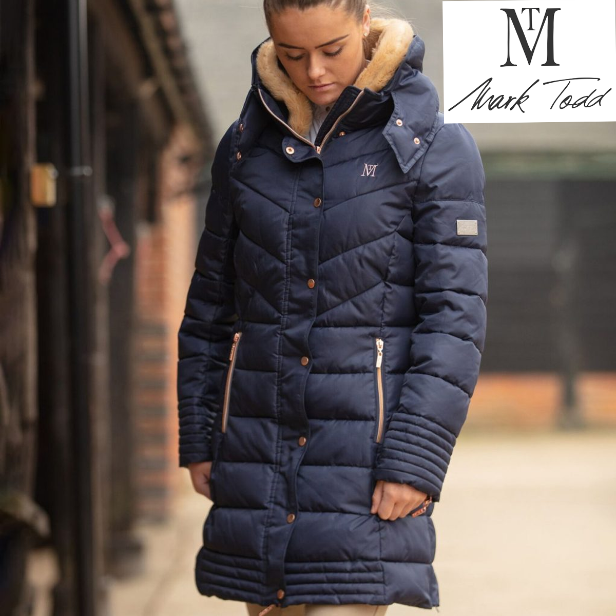 Mark todd deluxe long padded coat navy online
