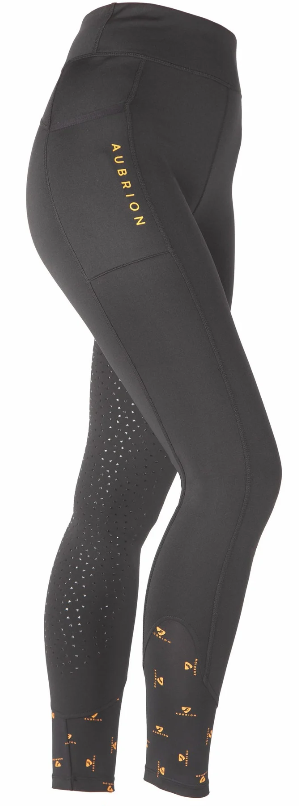 Shires Aubrion Porter Winter Riding Tights- Maids Black