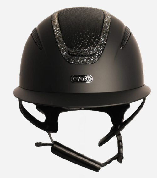 Evoke Elara Wide Peak Black Viper Steel Crystal Frame Medium Riding Hat