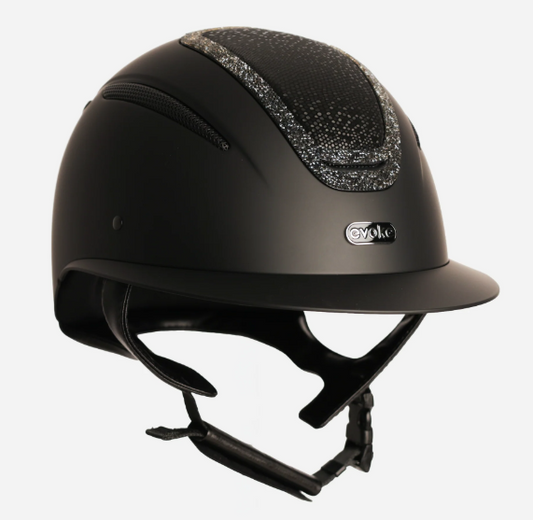 Evoke Elara Wide Peak Black Viper Steel Crystal Frame Medium Riding Hat