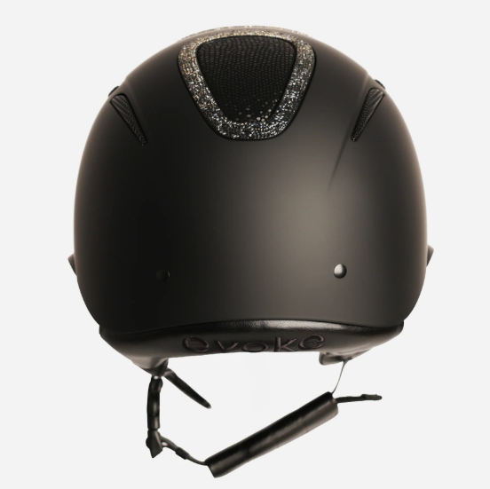 Evoke Elara Wide Peak Black Viper Steel Crystal Frame Medium Riding Hat
