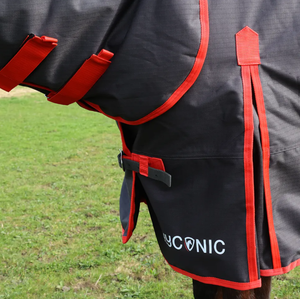 HyCONIC 200g Combi Turnout Rug - Charcoal/Red - 7'0`