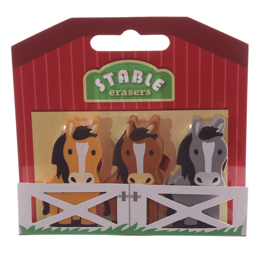 Stable Horse Erasers 3 Pack